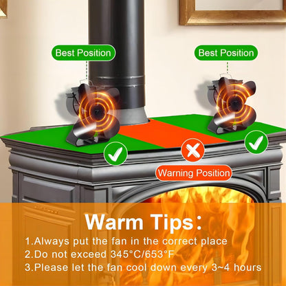 4-Blade Heat Powered Stove Fan for Wood/Log Burner/Fireplace Increases 80% More Warm air Than 2 Blade Fan…