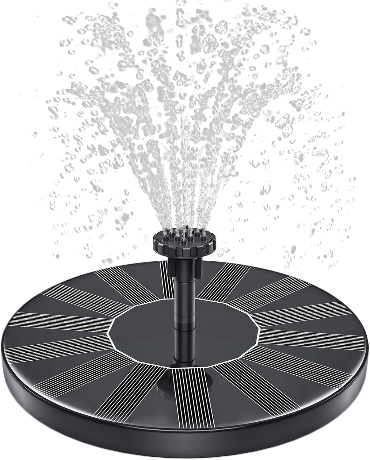 Solar Fountain, 1.5W Solar Bird Bath Fountains Pump Floating Solar Powered Water Fountain with 6 Nozzles and Fixer, Solar Fountain for Bird Bath, Outdoors, Garden, Pond, Pool