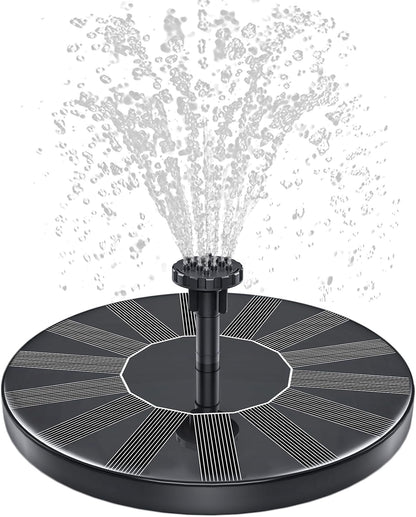 Solar Fountain, 1.5W Solar Bird Bath Fountains Pump Floating Solar Powered Water Fountain with 6 Nozzles and Fixer, Solar Fountain for Bird Bath, Outdoors, Garden, Pond, Pool