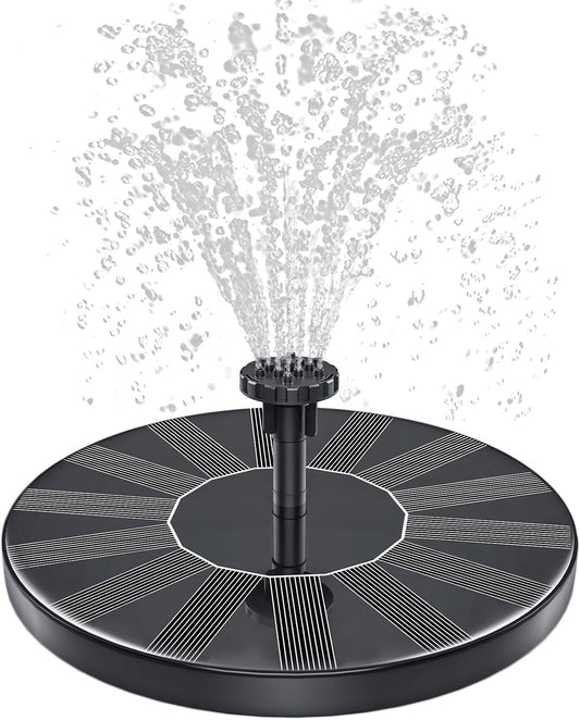 Solar Fountain, 1.5W Solar Bird Bath Fountains Pump Floating Solar Powered Water Fountain with 6 Nozzles and Fixer, Solar Fountain for Bird Bath, Outdoors, Garden, Pond, Pool