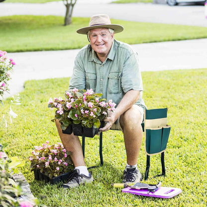 Costway 2-in-1 Garden Kneeler & Seat, Portable & Foldable Garden Tool for Kneeling & Sitting, Heavy-Duty Garden Bench w/Large Tool Pouch, Wide Kneeling Pad for Women Men Seniors