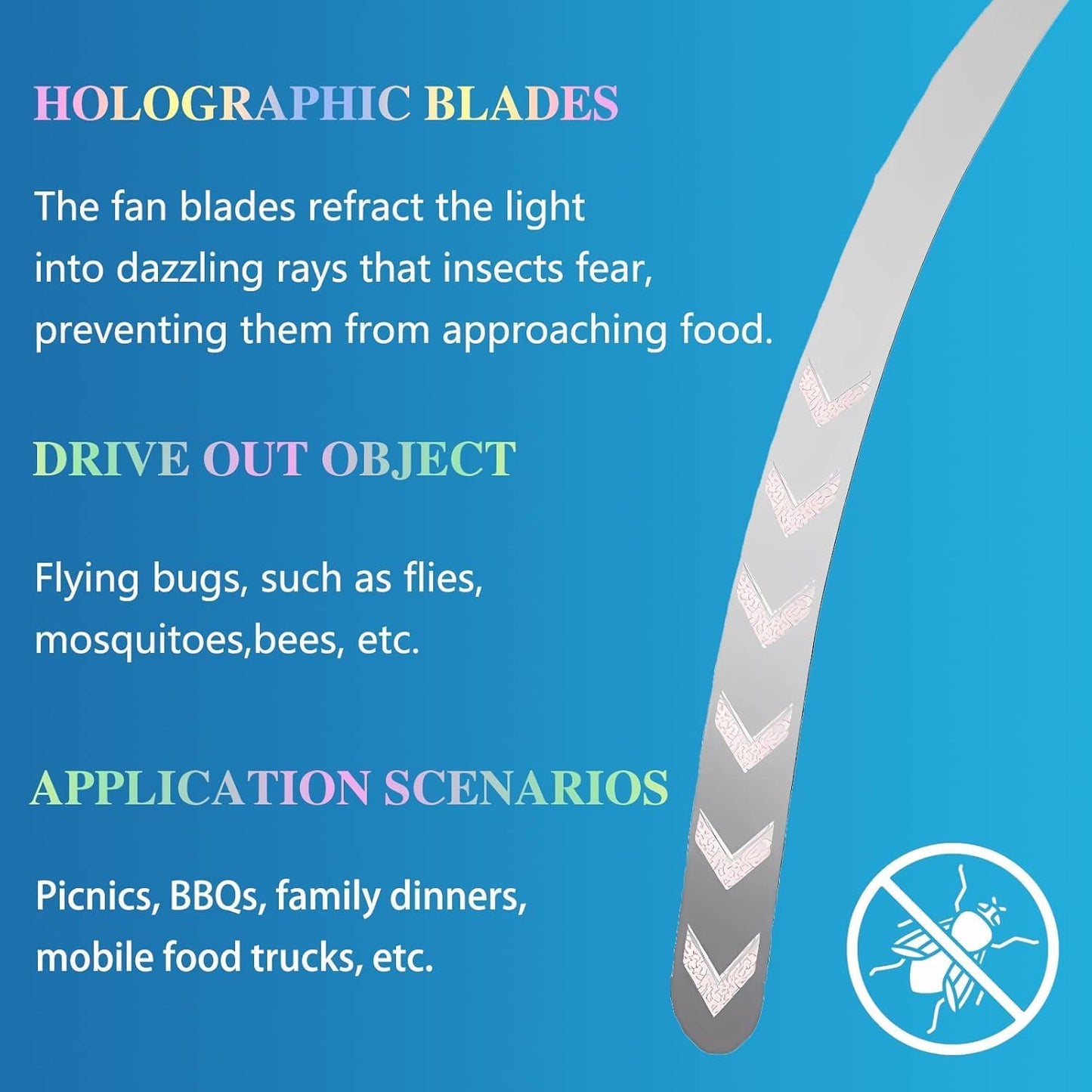 Bug Repellent Fly Fans, Keep Flies Away from Your Food, Safe to Touch, Indoor and Outdoor, No Chemicals, Cleaner, Safer and Better Than Fly Swatters and Traps (Black, 1 Pack)