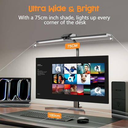 Dual Head LED Desk Lamp, Desk Lamp with Clamp for Home Office, Eye-Caring Architect Light with Flexible Gooseneck, 5 Color Modes & Stepless Dimming