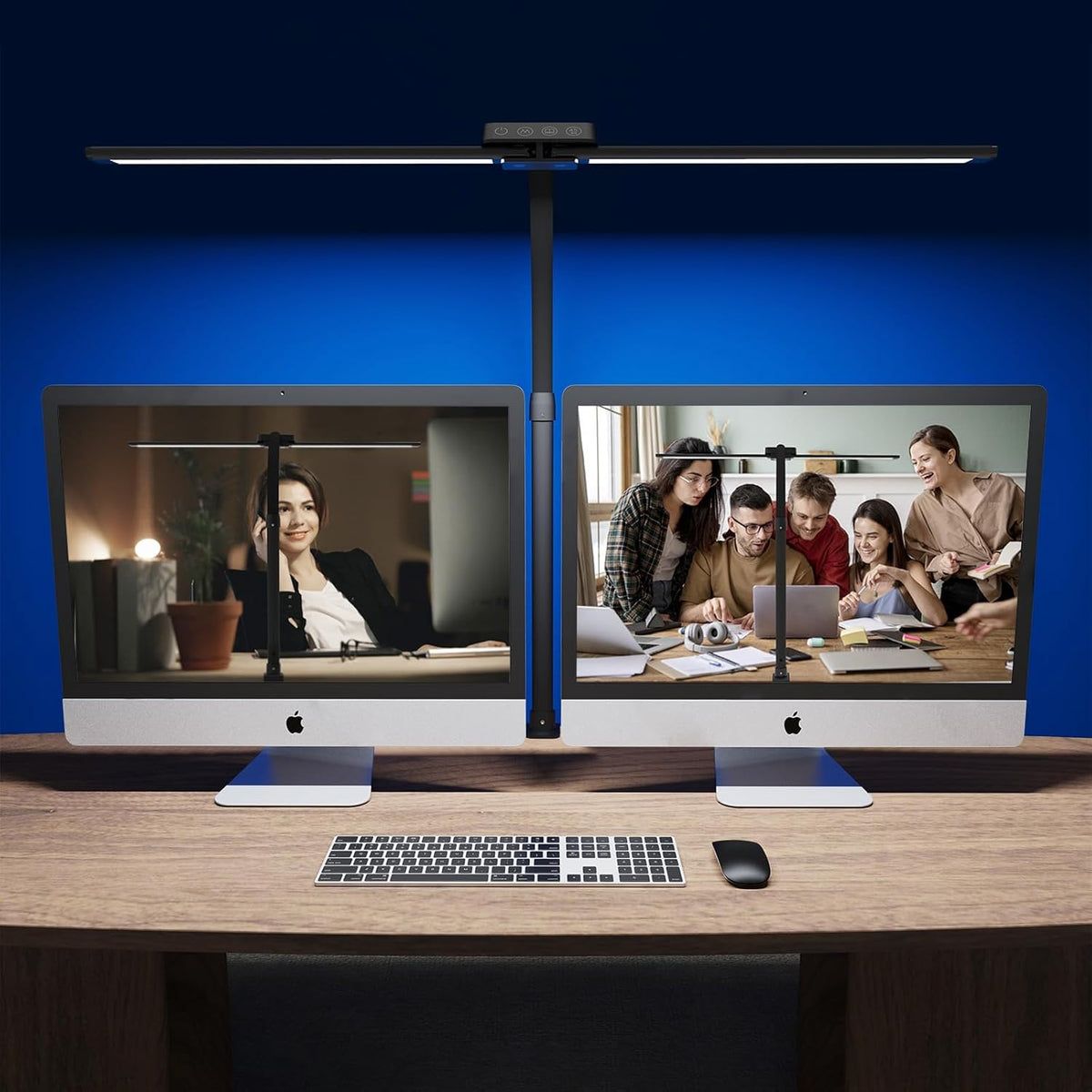 Dual Head LED Desk Lamp, Desk Lamp with Clamp for Home Office, Eye-Caring Architect Light with Flexible Gooseneck, 5 Color Modes & Stepless Dimming