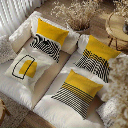 Geometric Pillowcase Set of 4 | Modern Decorative Cushion Covers for Sofa & Bed
