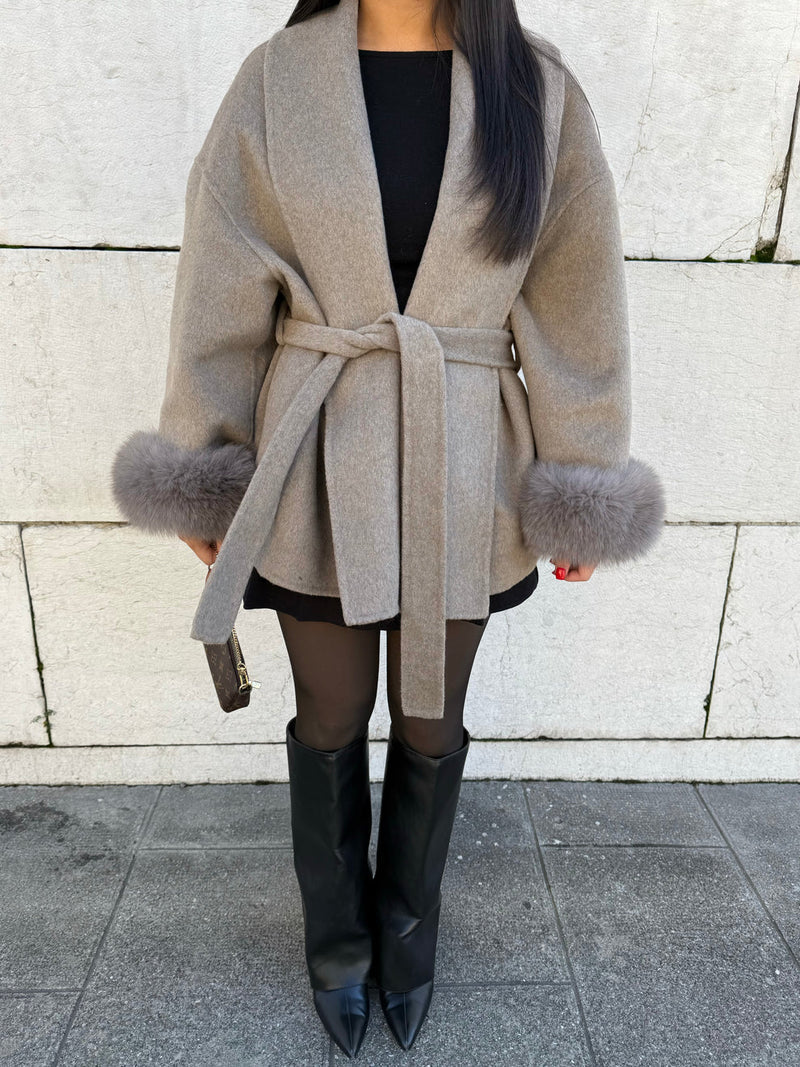 Women Soft Wool Coat – Elegant Wrap Coat – Loose Fit With Belt Winter