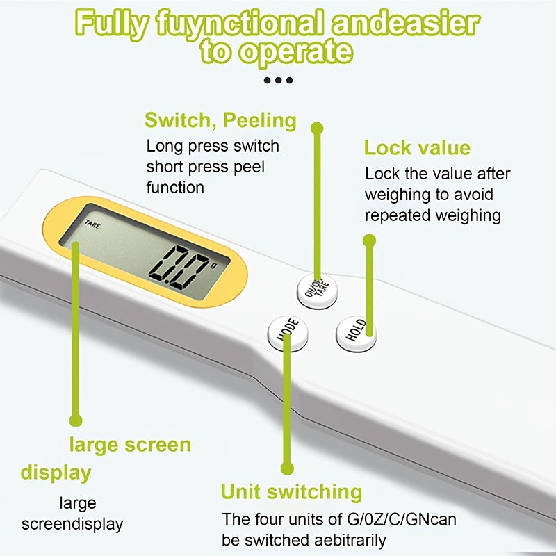 Digital Spoon Kitchen Scale – 500g Capacity - 0.1g Accuracy - LCD Display