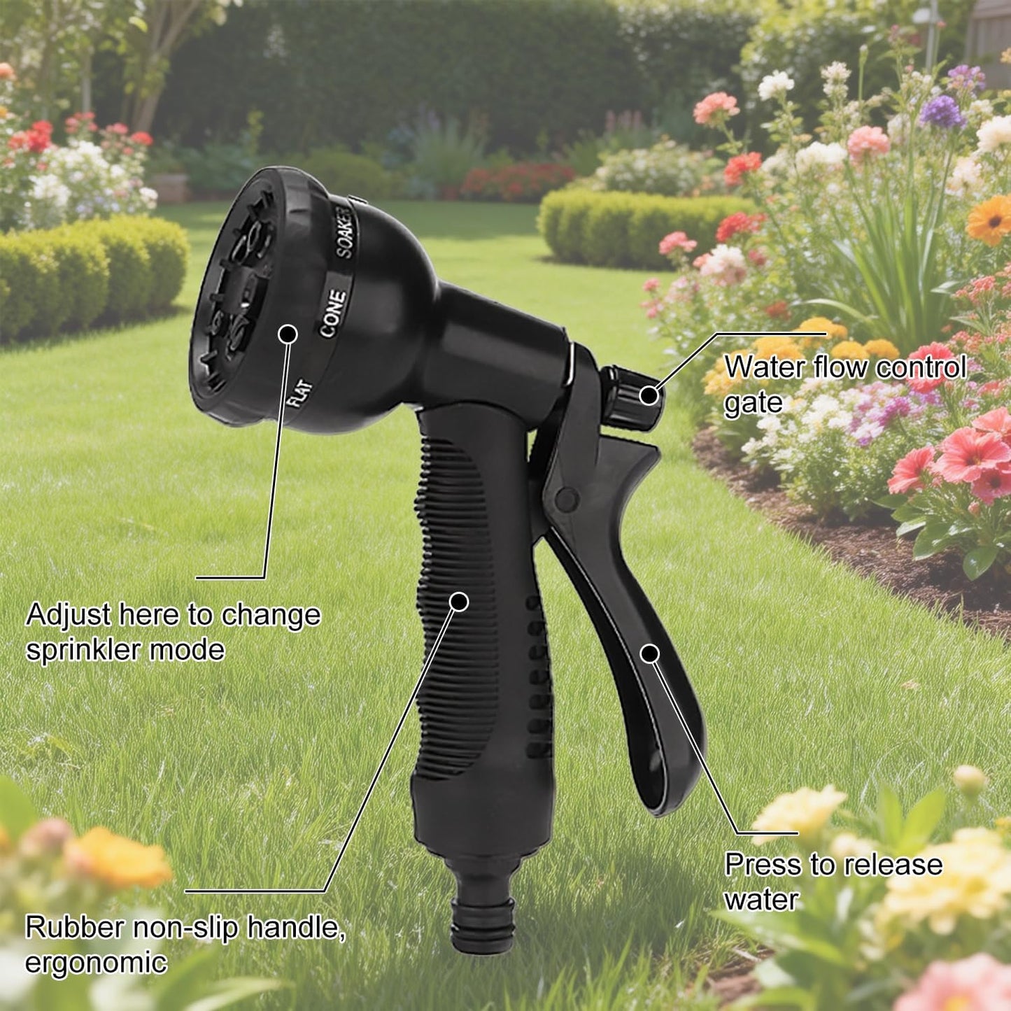 Garden Hose, 100/75/50ft Expandable Garden Hose,Lightweight Hose with 8Function Nozzle, Leak-Proof, No-Knot, Easy to Carry, Wear-Resistant, Sturdy, Flexible,Garden, Outdoor (Black, 50FT)