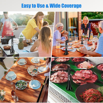 Bug Repellent Fly Fans, Keep Flies Away from Your Food, Safe to Touch, Indoor and Outdoor, No Chemicals, Cleaner, Safer and Better Than Fly Swatters and Traps (Black, 1 Pack)