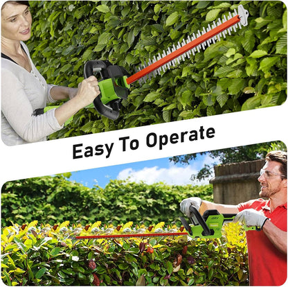 SUNCHERS 20V Cordless Hedge Trimmer Garden Tools with 2 Batteries and Charger, 550mm Blade Length, Electric Hedge Shear Bush Trimming, Grass Shrub Pruner Cutter Mover for Yard, Lawn