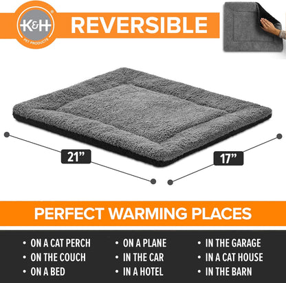 Self-Warming Cat Bed Pad, Self-Heating Thermal Cat and Dog Bed Mat, Cat Warmer Mat for Feral and Indoor Cats, Gray/Black 21 X 17 Inches
