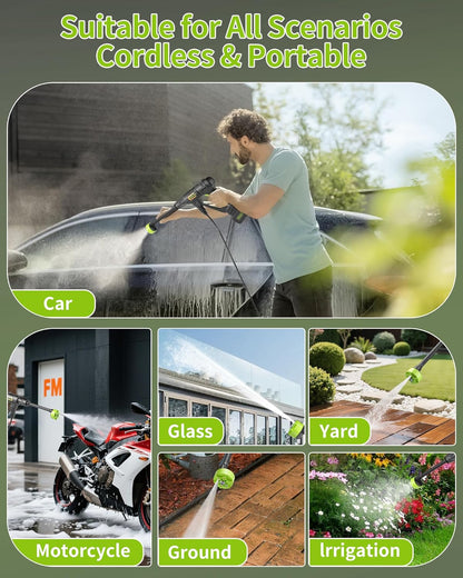 Cordless Pressure Washer Battery Powered; 990 PSI Cordless Power Washer with 4.0Ah Battery&Charger & 6-in-1 Nozzle; Portable Power Washer Cordless for Home; Battery Pressure Washer for Car Wash