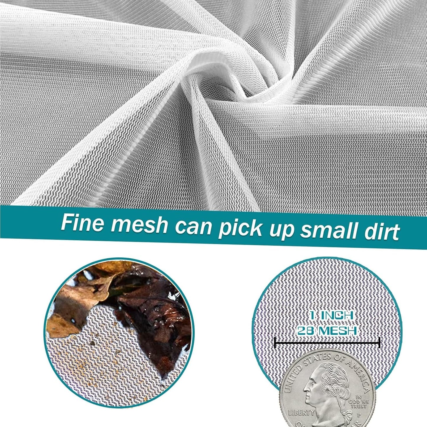 Professional Pool Skimmer Net with Deep Fine Mesh Bag, Heavy Duty Leaf Rake, Easy Scoop Edge, Debris Pickup Removal, Fast Cleaning (Pool Rake)