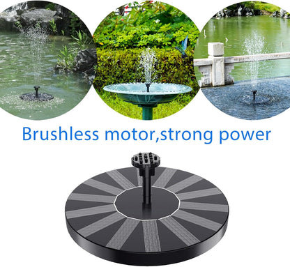 Solar Fountain, 1.5W Solar Bird Bath Fountains Pump Floating Solar Powered Water Fountain with 6 Nozzles and Fixer, Solar Fountain for Bird Bath, Outdoors, Garden, Pond, Pool