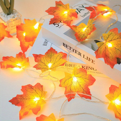 LED Maple Leaf Fairy Lights – Autumn Decoration – Battery Powered – Indoor Seasonal String Lights