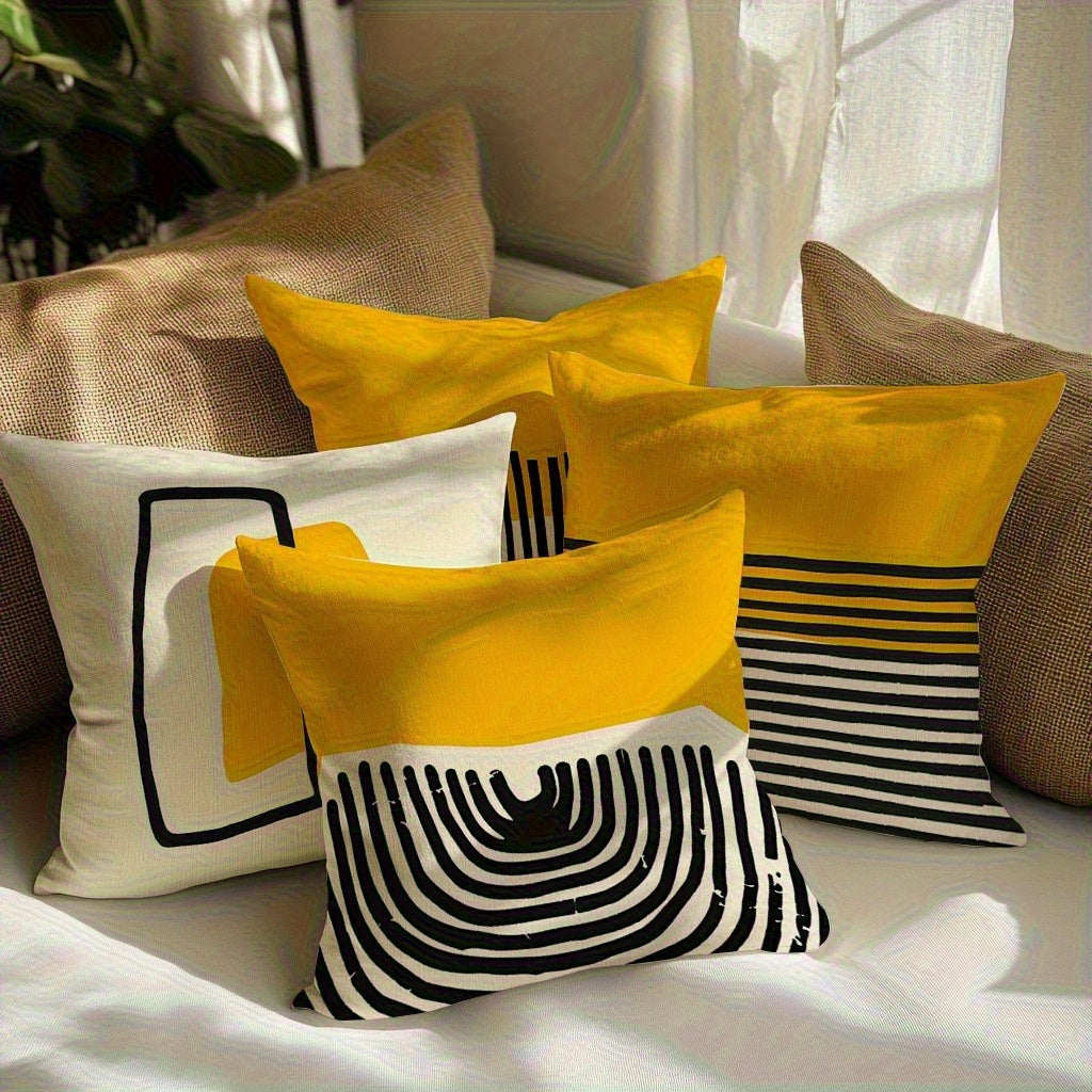 Geometric Pillowcase Set of 4 | Modern Decorative Cushion Covers for Sofa & Bed