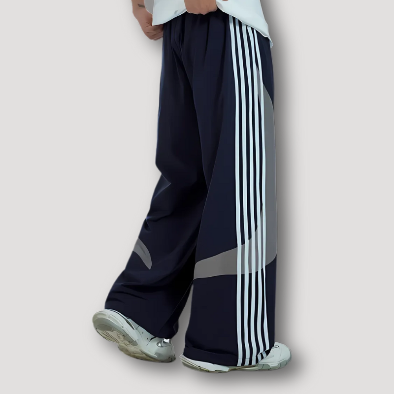 Vintage White Side Striped Track Pants Wide Leg