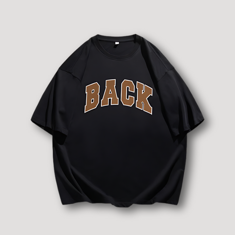 Bold 'BACK' Letter Print Oversized Graphic Tee T Shirt