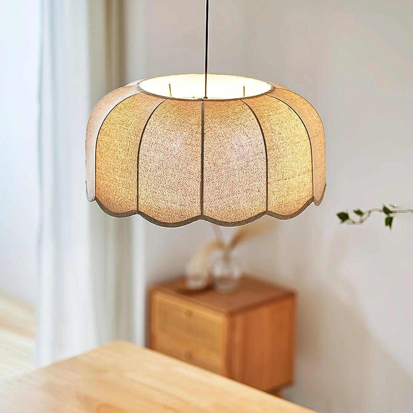 Banana Leaf Design Pendant Light - Fabric Metal - Vintage Look