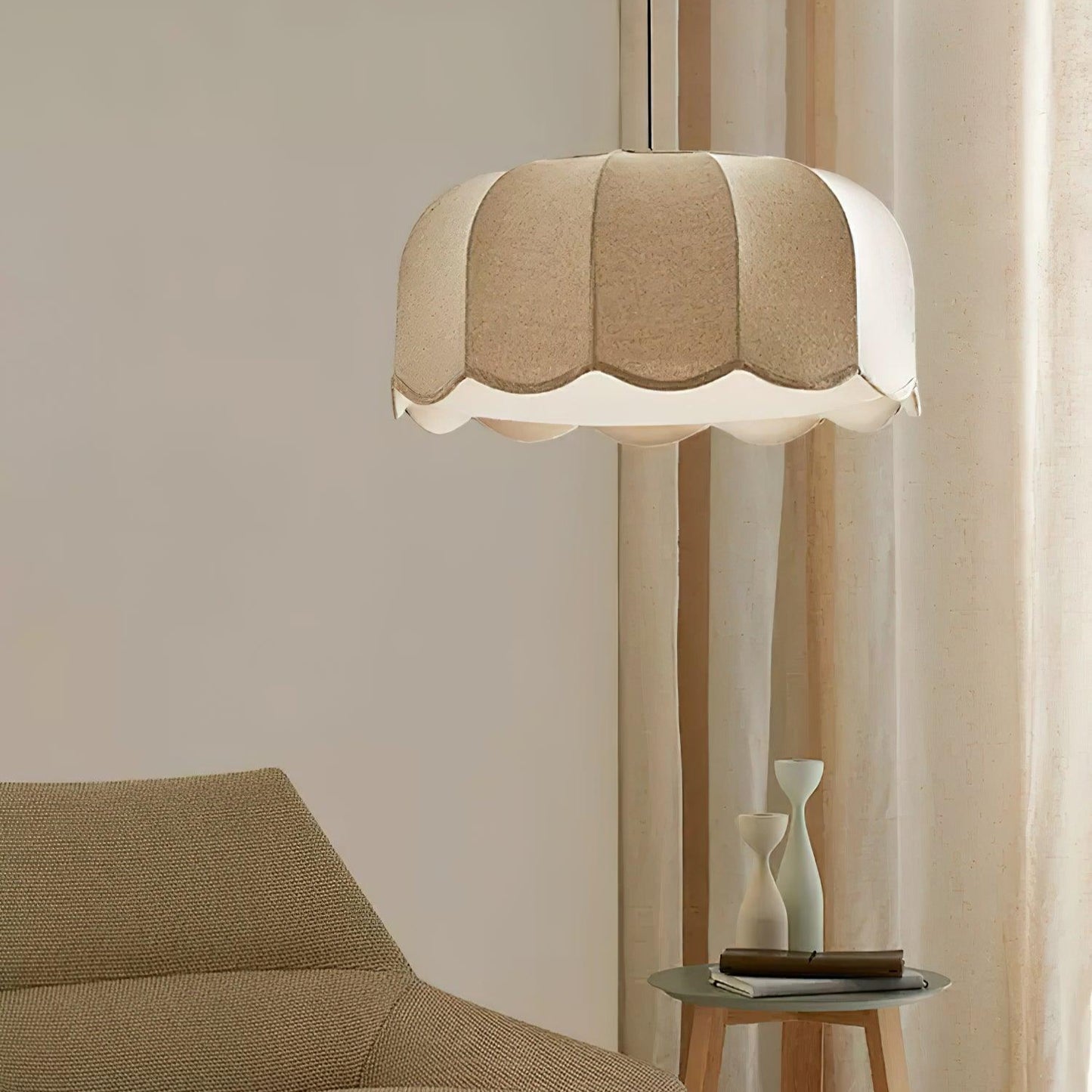 Banana Leaf Design Pendant Light - Fabric Metal - Vintage Look
