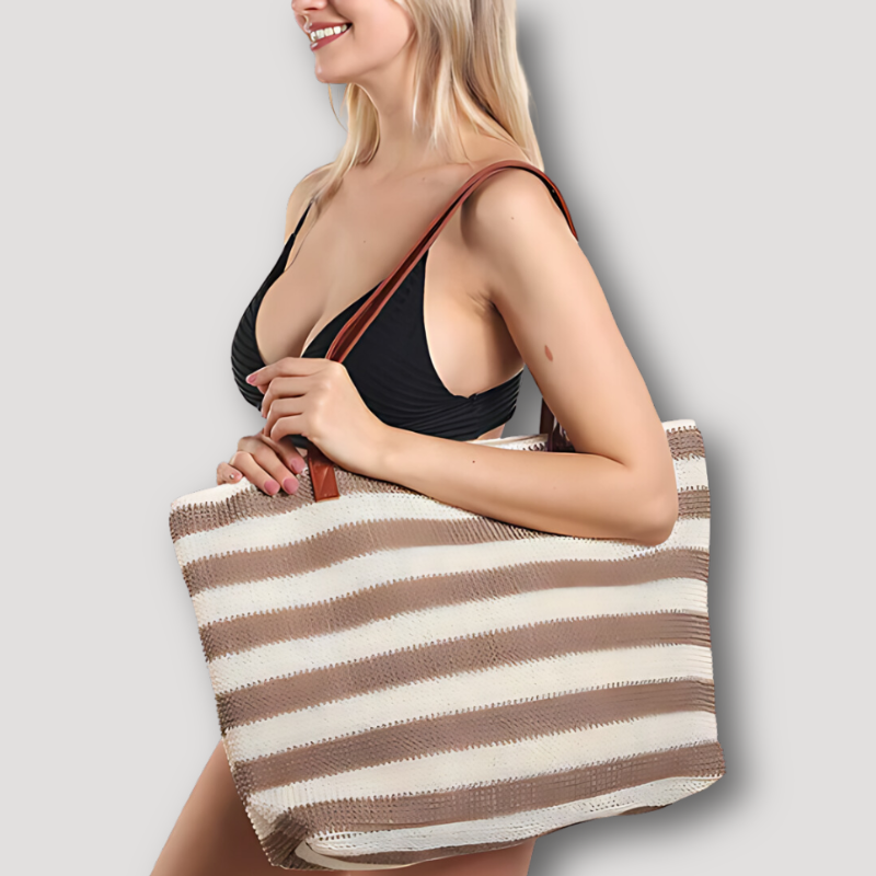 Summer Beach Stripe Woven Rectangular Handbag Tote Bag