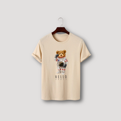 Hello Space Astronaut Teddy Bear Graphic T Shirt