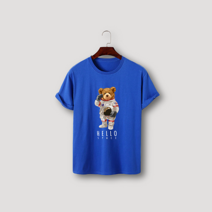 Hello Space Astronaut Teddy Bear Graphic T Shirt