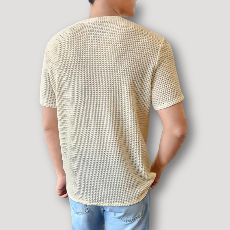 Waffle Knit Beige Summer T Shirt