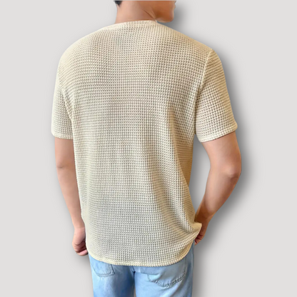 Waffle Knit Beige Summer T Shirt