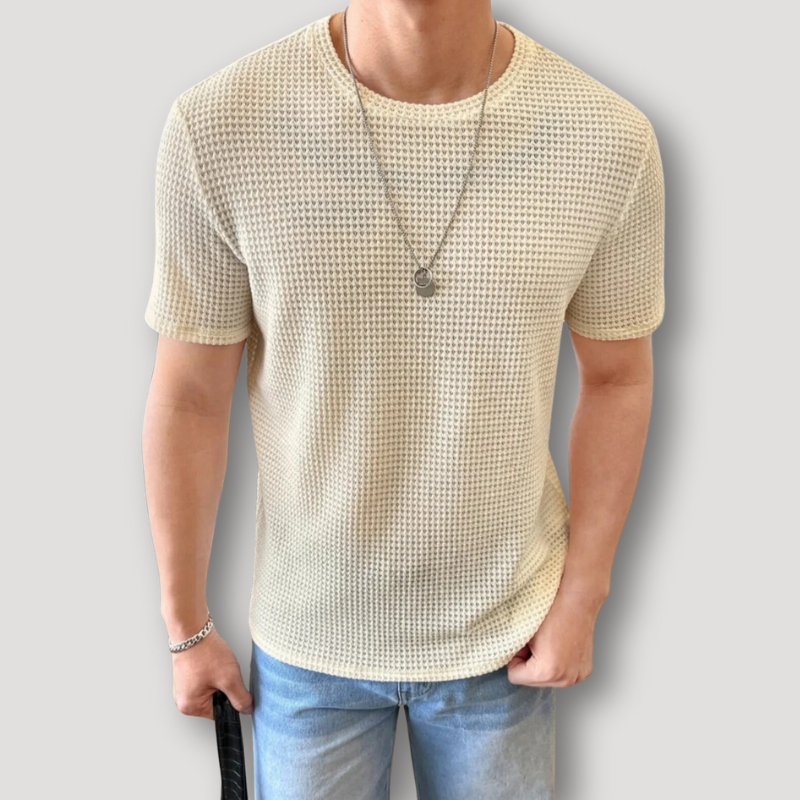 Waffle Knit Beige Summer T Shirt