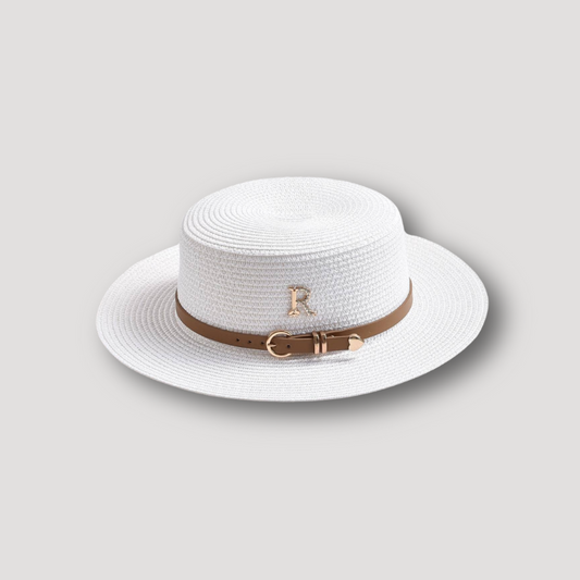 Letter 'R' with Rhinestones Brown Belt Straw Hats Australia