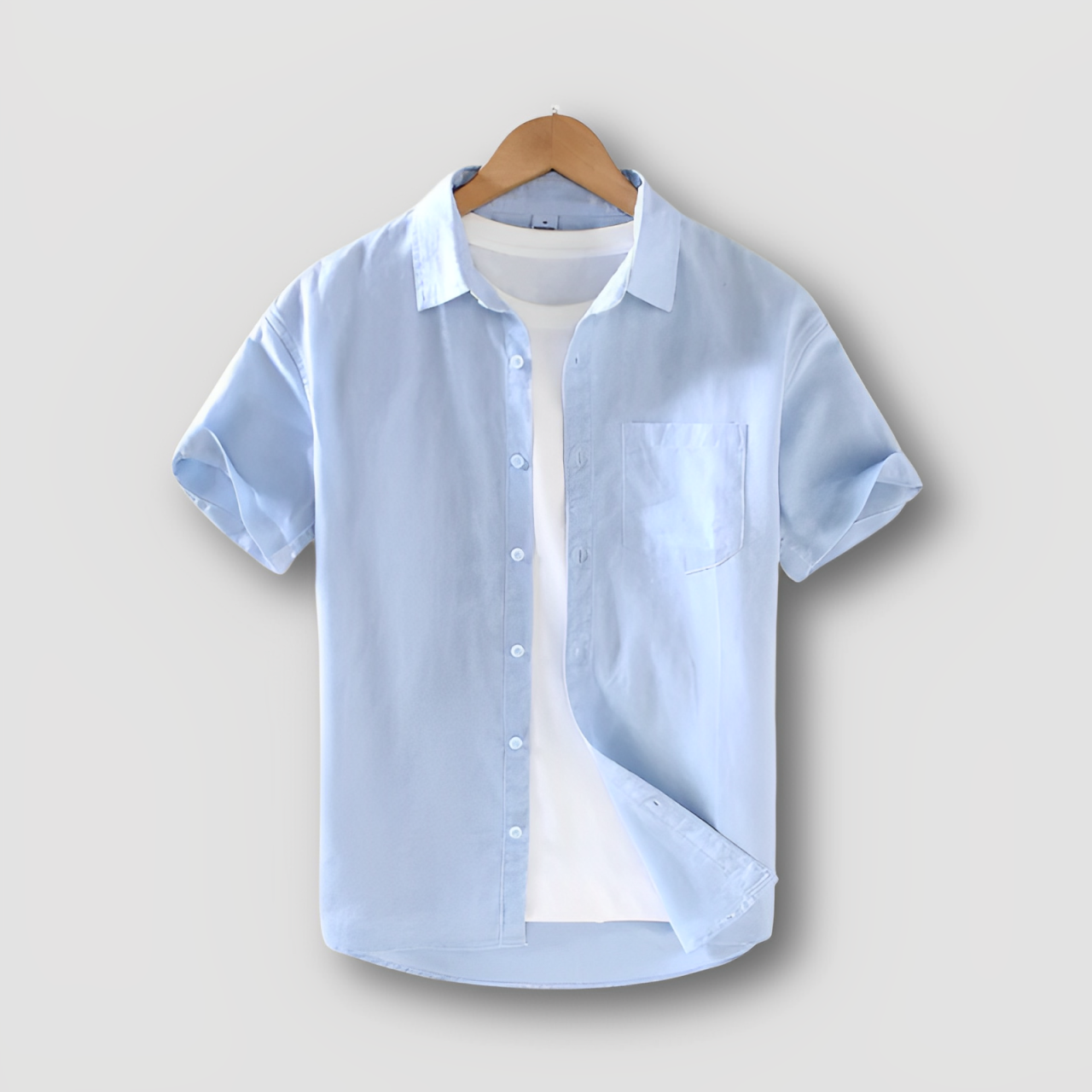 Button Up Short Sleeve Blue Shirt and Pants Set