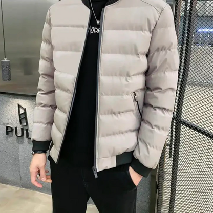 Full Zip Padded Puffer Bomber Jacket Men