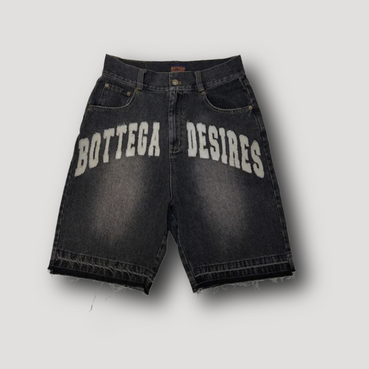 Bottega Embroidered Patch Letters Denim Shorts