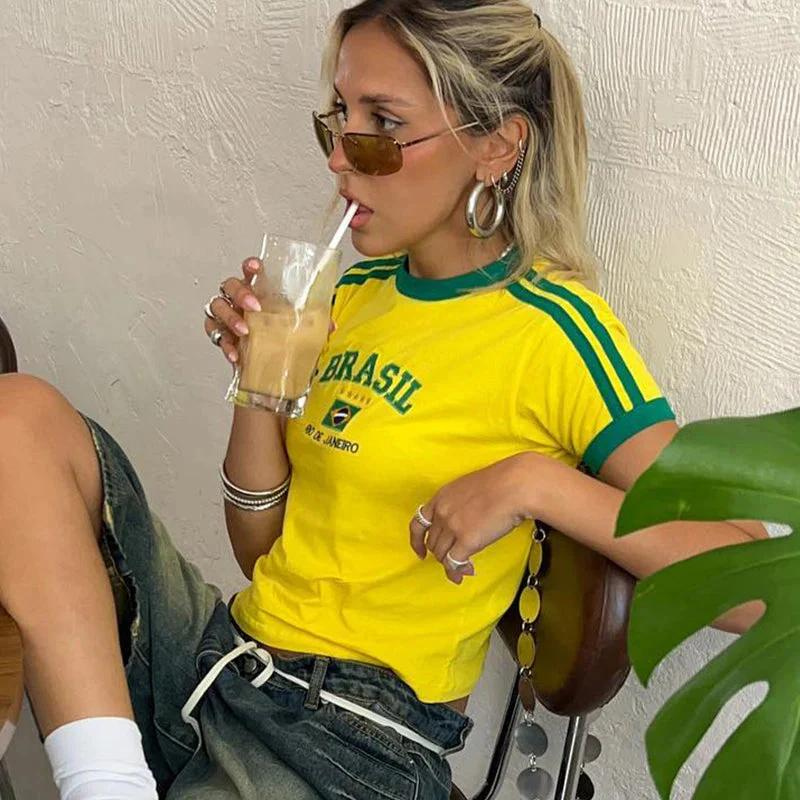 Brasil Women Crop Tops Shirt