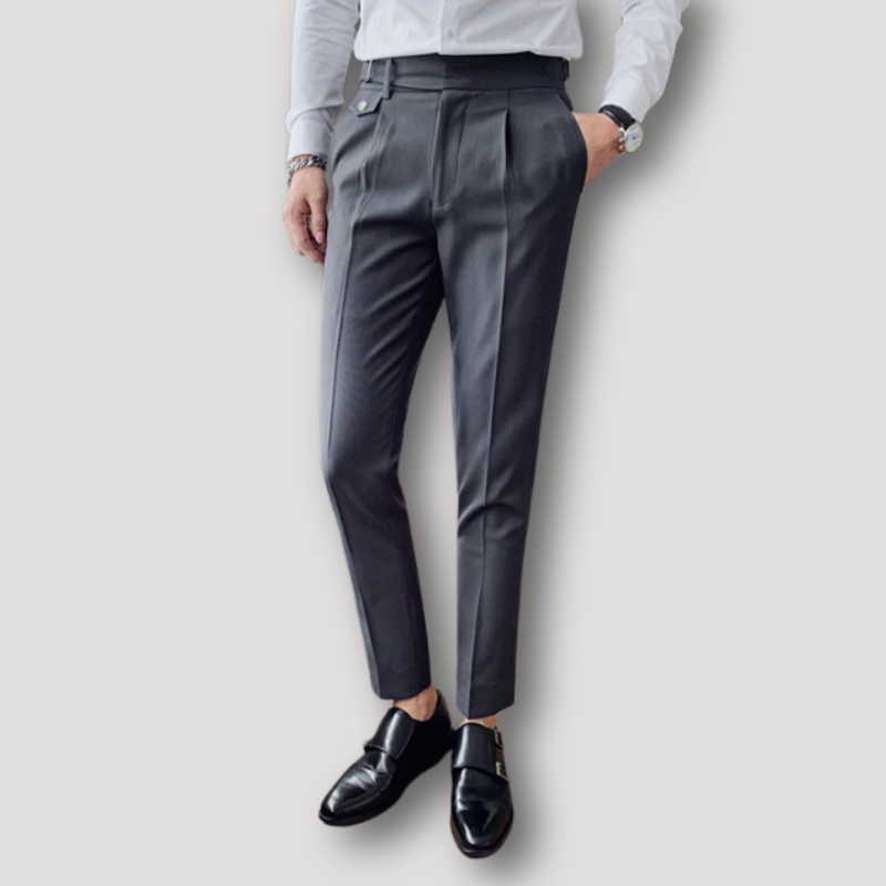 Retro Slim Fit Pleated Mens Suit Pants