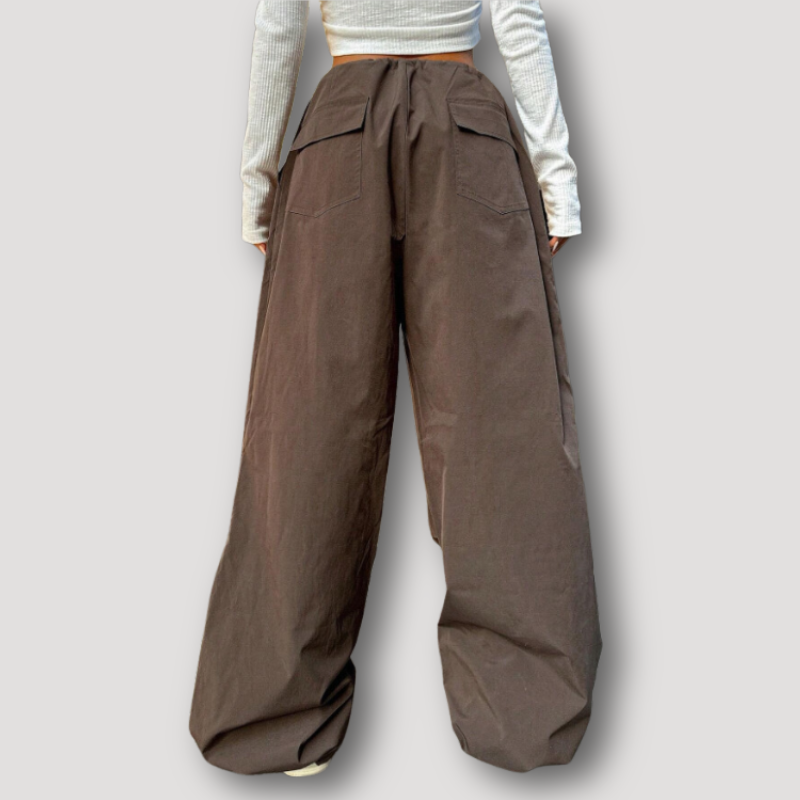 Brown Baggy Parachute Pants