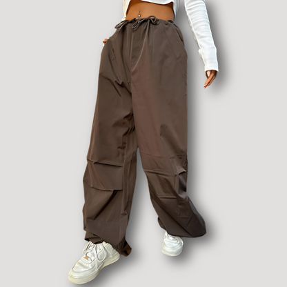 Brown Baggy Parachute Pants