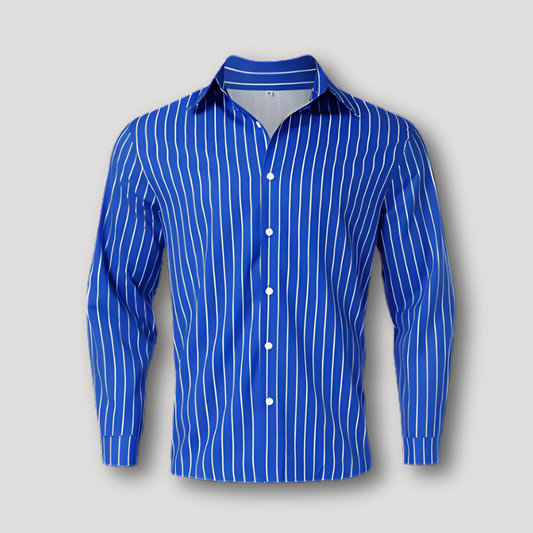 Classic Striped Long Sleeve Button Up Collar Shirt