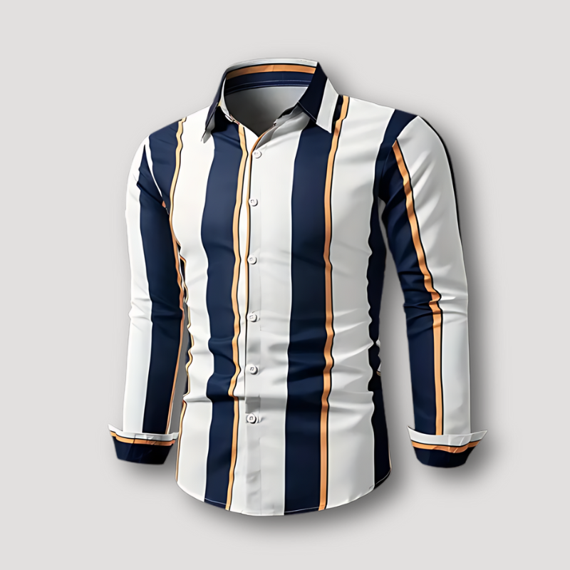 Classic Striped Long Sleeve Button Up Collar Shirt