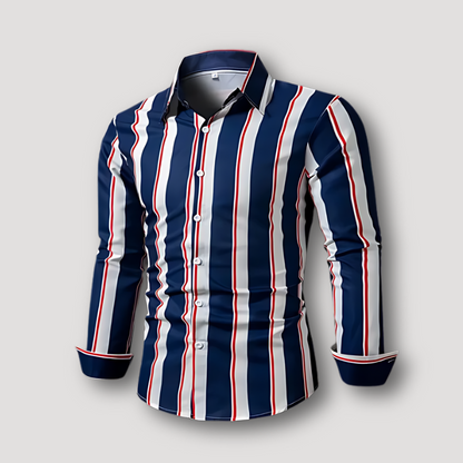 Classic Striped Long Sleeve Button Up Collar Shirt