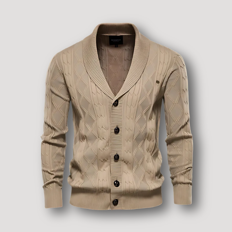 Shawl Collar Knit Cardigan Sweater for Men