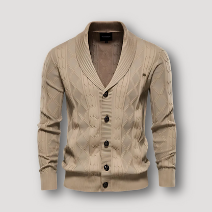 Shawl Collar Knit Cardigan Sweater for Men