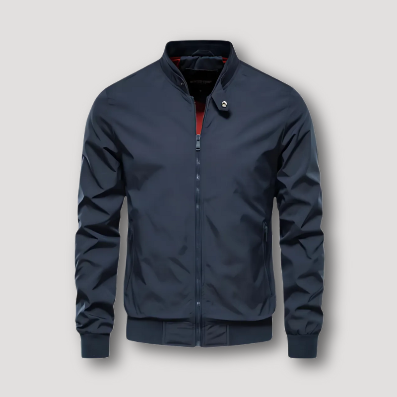 Water-Resistant Snap Button Collar Bomber Jacket for Men