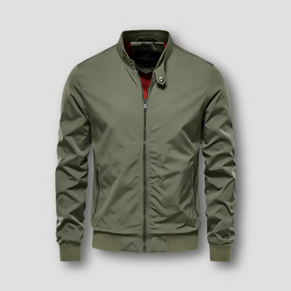 Water-Resistant Snap Button Collar Bomber Jacket for Men