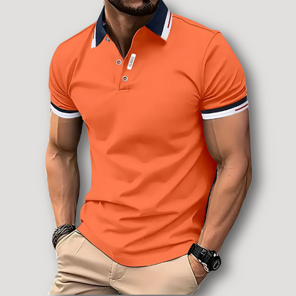 Polo Shirts Slim Fit White Black Collar Orange Shirt Men