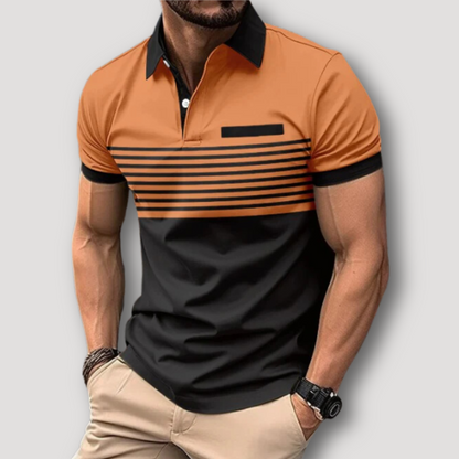 Color Blocked Breton Stripe Slim Fit Polo Shirt Sale