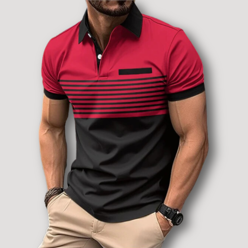 Color Blocked Breton Stripe Slim Fit Polo Shirt Sale