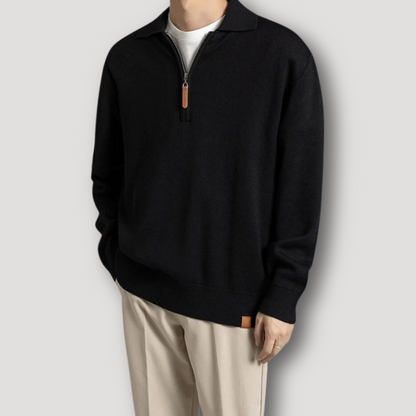 Casual Plain Men's Quarter Zip Sweater