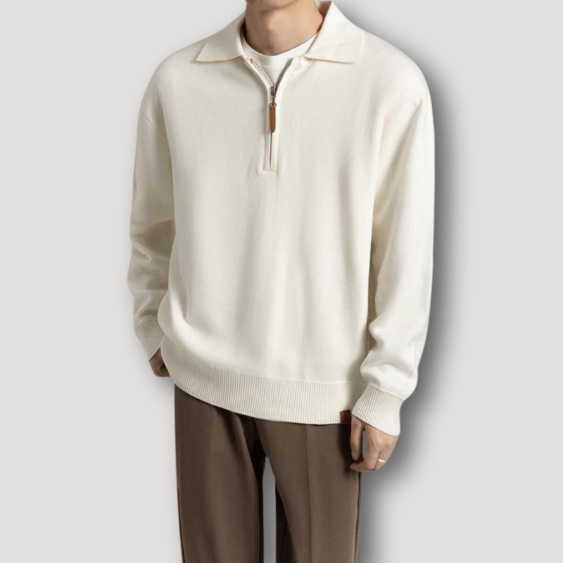 Casual Plain Men's Quarter Zip Sweater